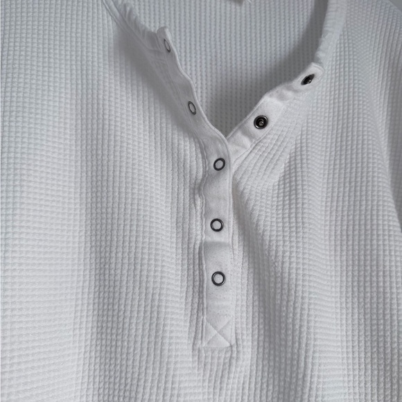 aerie White Waffle Knit Henley Top - Picture 3 of 4